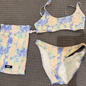 Triangl Swimwear Tie Dye Peach Purple Bikini Size Medium EUC